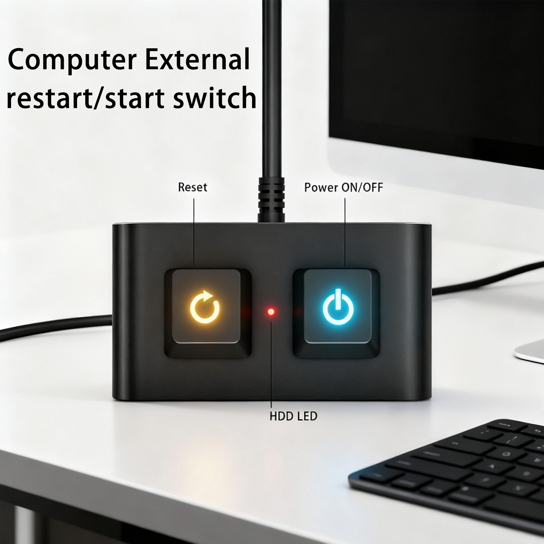 External Start Switch for Desktop Host, Internet Cafe Computer Aluminum Shell Power Button