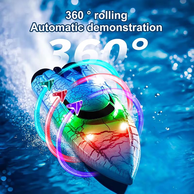 WaveMaster 2.4 GHz Waterproof RC Racing Boat with 360° Flip & LED Effects