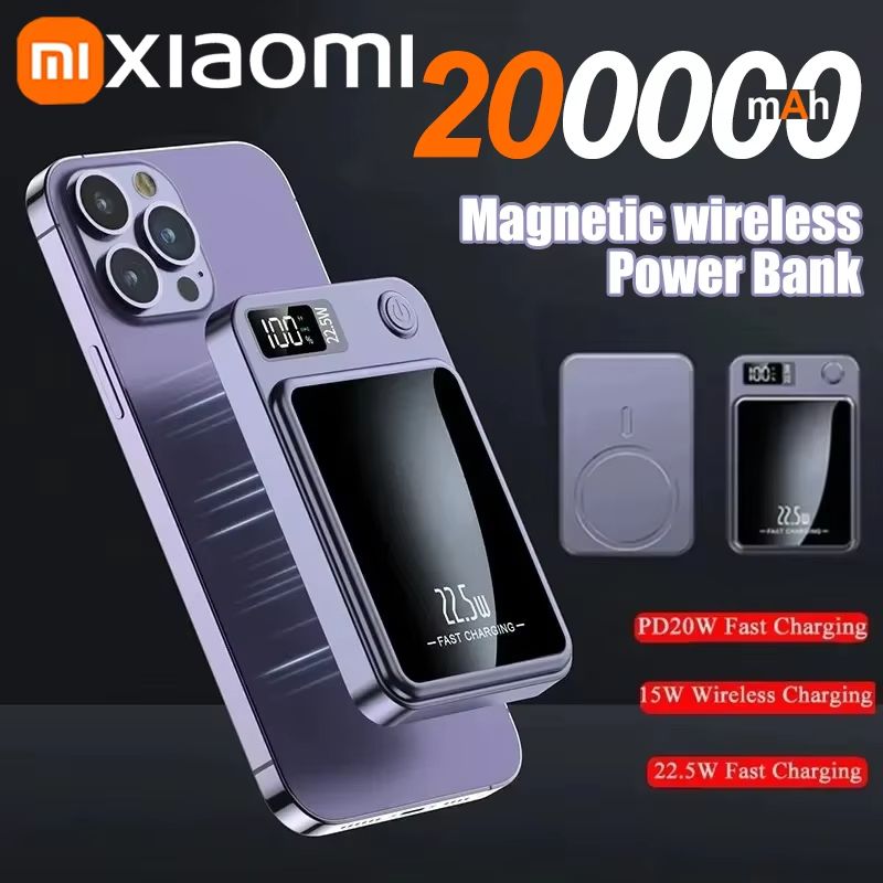 Xiaomi 20000mAh Magnetic Power Bank – Wireless Fast Charger for iPhone, Samsung & Huawei