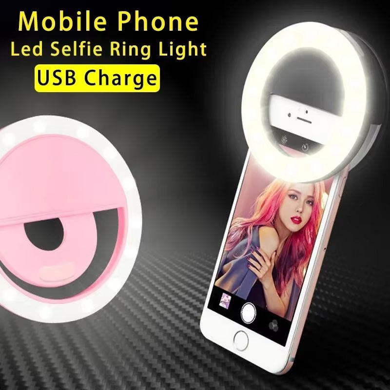 Rechargeable Selfie Ring Light Clip On Phone Camera Light for iPhone, Samsung, and Android