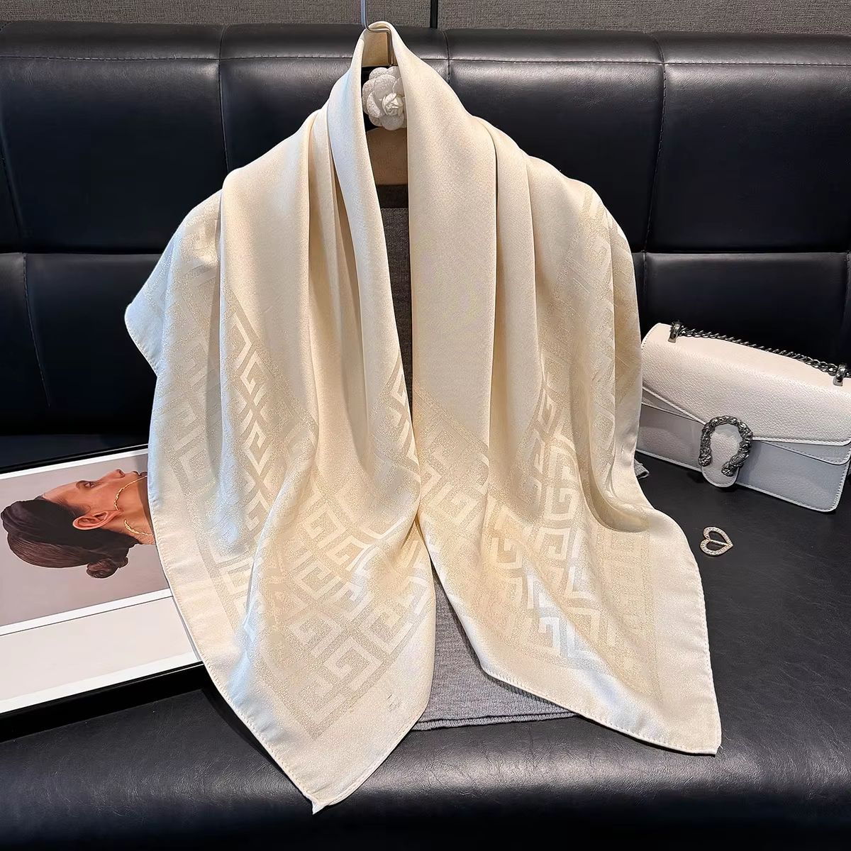 Women's Silk-Like Square Hijab Scarf – 27.56x27.56in Fashion Sun Protection Shawl & Headscarf