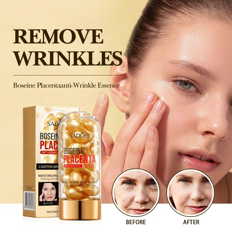 Placenta Capsules Serum Spot Acne Remover Whitening Face Serum, Anti Wrinkle Firming, Brighten Skin Care Cosmetics