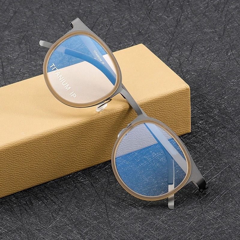Pure Titanium Eyewear Frame Men Blue Light Blocking Screwless Design