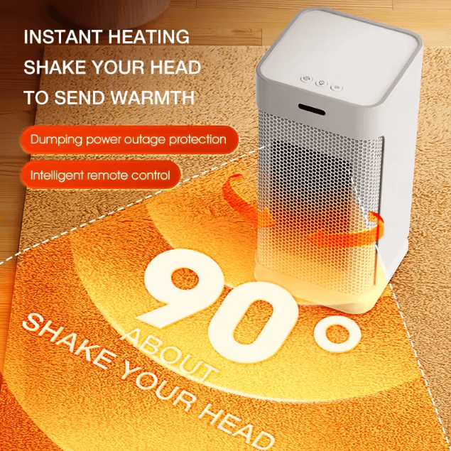 1200W Portable PTC Ceramic Desktop Heater (EU Plug)– Fast Heating Silent Space Heater with Night Light