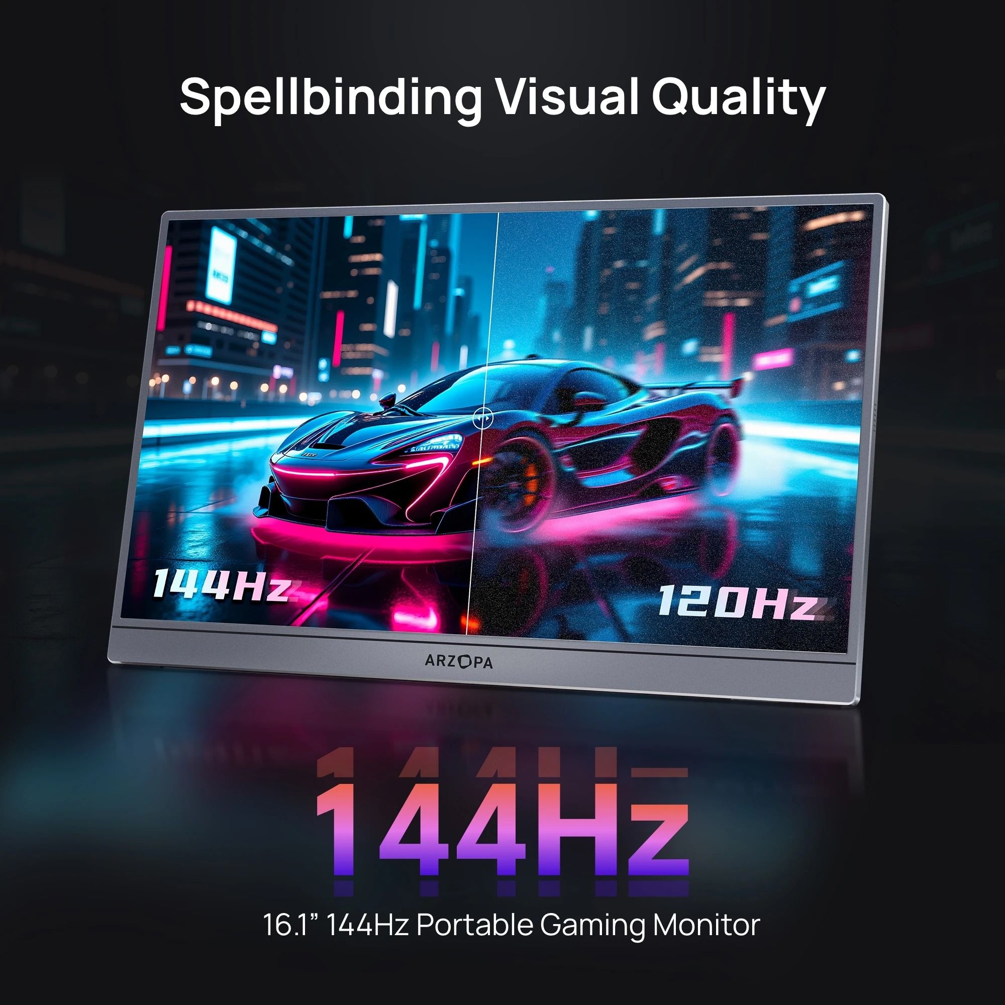 16.1 Inch 144Hz Portable Monitor with Wide Color Display and Protective Sleeve