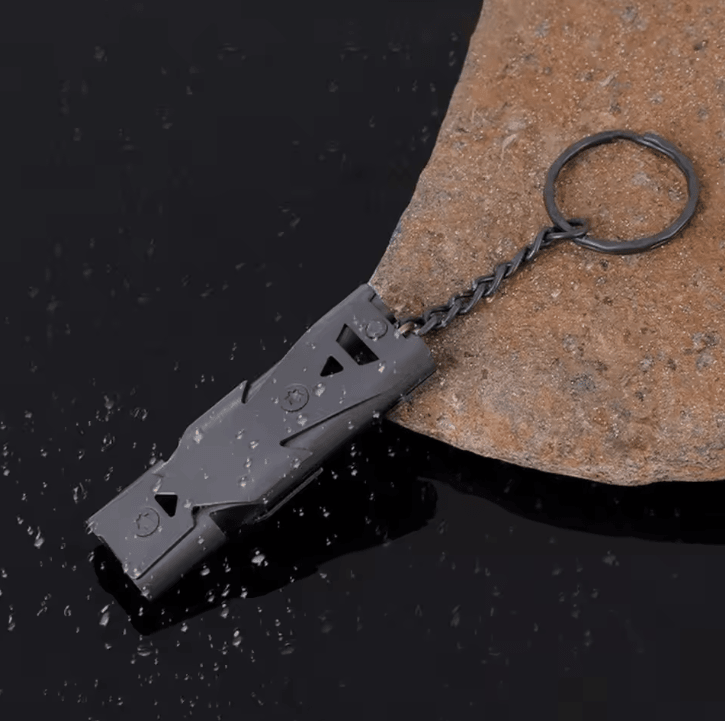 Emergency SOS Double Tube Whistle Keychain – Lifesaving Survival Whistle for Outdoor, Hiking & Camping