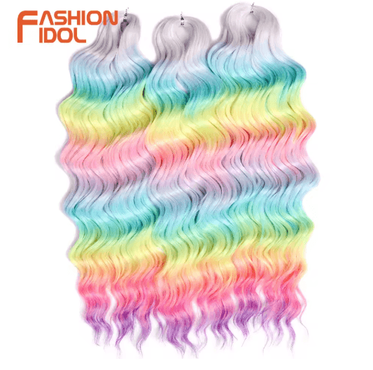 Anna Hair 24 Inch Loose Deep Wave Synthetic Crochet Braiding Hair Ombre Blonde Water Wave