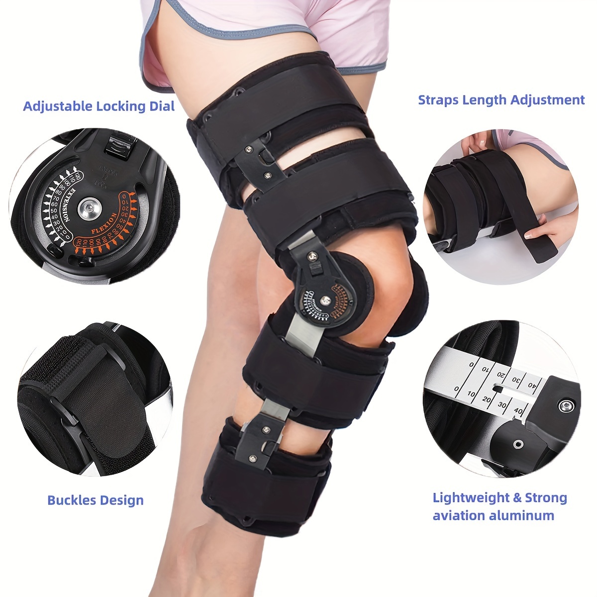 Adjustable Hinged Knee Brace with Button Sponge-Lined for Comfort Stabilizer for Injury Recovery