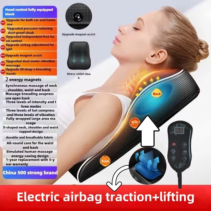 Electric Shiatsu Head Neck And Back Massager Pillow With Heat And Vibration Therapy