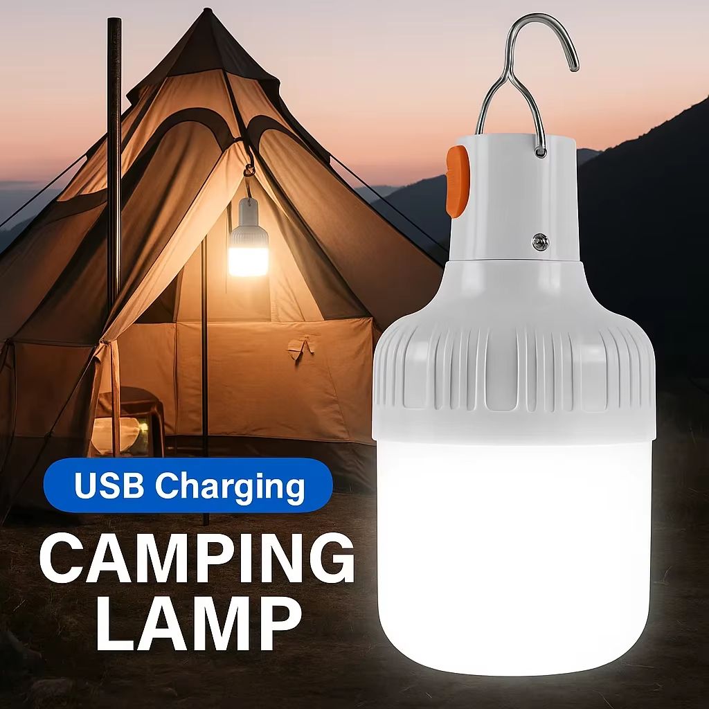 Portable Rechargeable LED Camping Lantern – Dimmable Tent Light with Hook