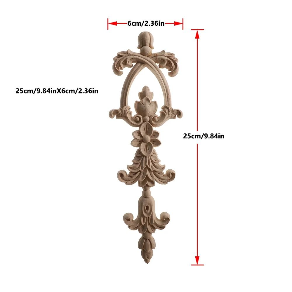 2 Piece Carved Wooden Rose Applique Furniture Decorative Trim Set