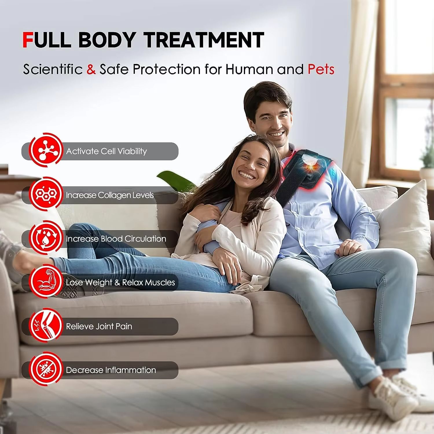 Red and Infrared Light Therapy Belt – 60 LED Waist Slimming Wrap with 850nm & 660nm Heat Therapy