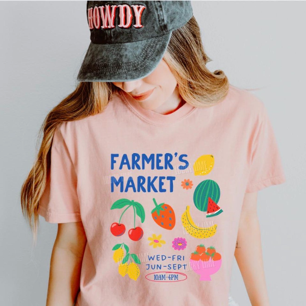 Farmers Market Cropped Shirt, Womens Boxy Tee, Crop Top, Flower Market Tshirt, Fruit Shirt, Tomato Shirt, Summer Apparel