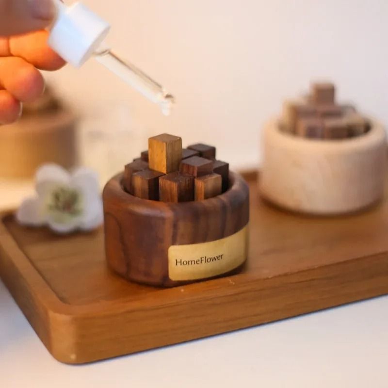 Zen Wood Essential Oil Diffuser – Handcrafted Beech & Walnut Fragrance Expander