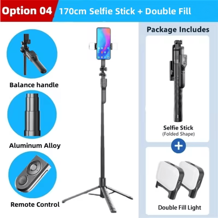 SnapMaster Pro 1750mm Wireless Selfie Stick Tripod