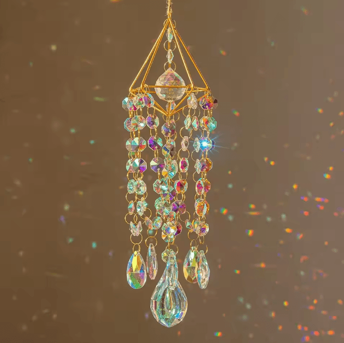Crystal Suncatcher Wind Chime – Rainbow Maker Hanging Decor for Window & Garden