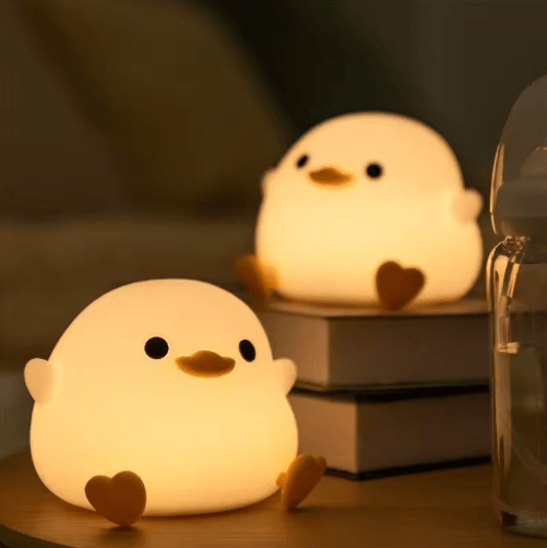 Cute Duck Silicone Touch Night Light with Timer & USB Rechargeable Design