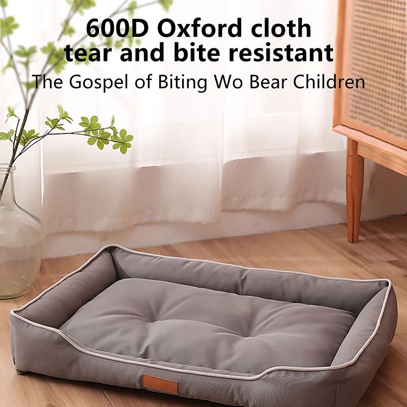 Waterproof Oxford Pet Bed with Thick Cotton Filling for All Seasons