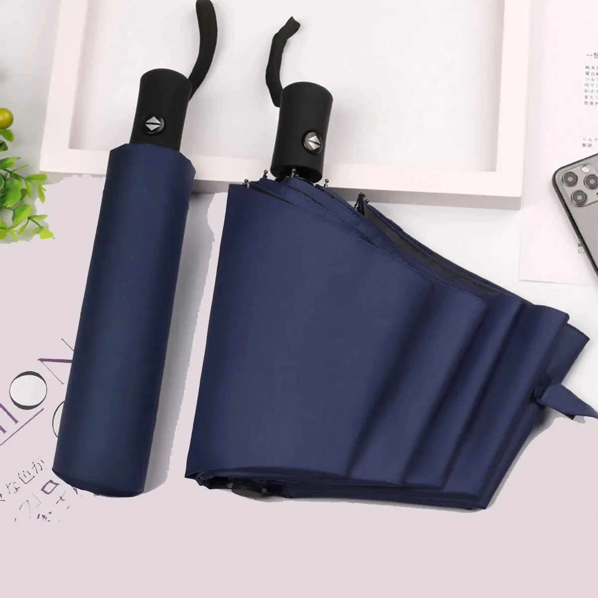 8-Rib Automatic Folding Umbrella with UV Protection – Compact Windproof Travel Rain & Sun Umbrella Lightweight Durable