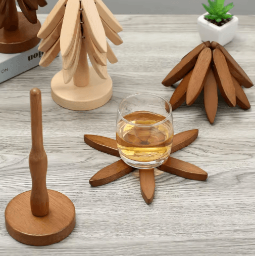 WalnutShield Wood Heat Resistant Trivet – Premium Walnut Wood Table Mat & Anti-Scald Pot Holder
