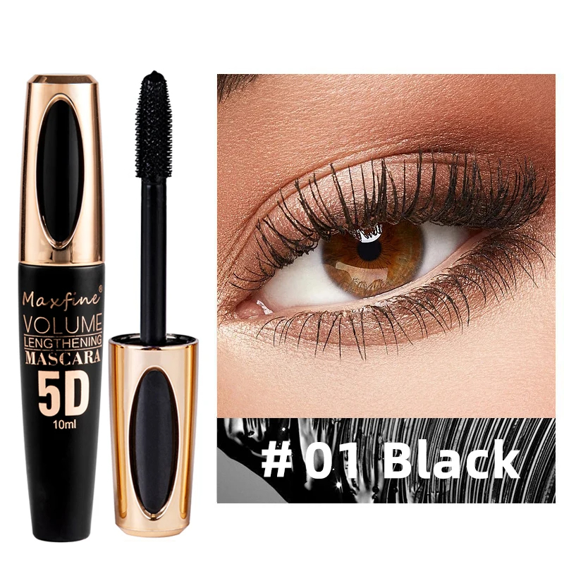 5D Silk Mascara with Big Eyes Silicone Brush Head Multi-coloured Priming Waterproof Mascara Long Lasting