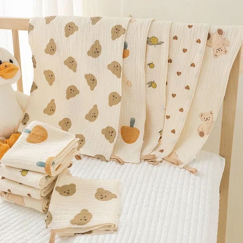 Soft Cotton Baby Face Towel Muslin Bear Newborn Burp Cloth Washcloth