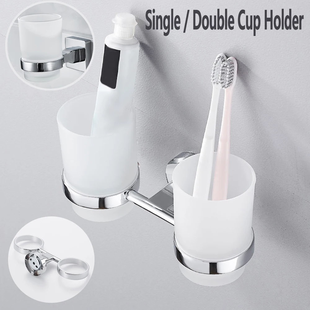 Double Tumbler Cup Holder, Tooth Brushing Cup Bathroom Supplies, Toothbrush Holder Wall Mount, Strong Anti Fall Bath