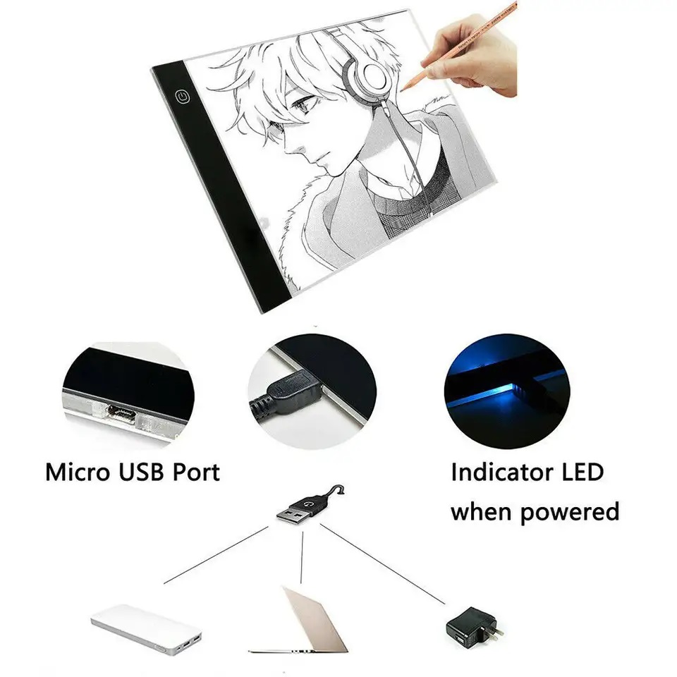 A4 LED Graphic Tablet Writing Painting Light Box Tracing Board Copy Pad