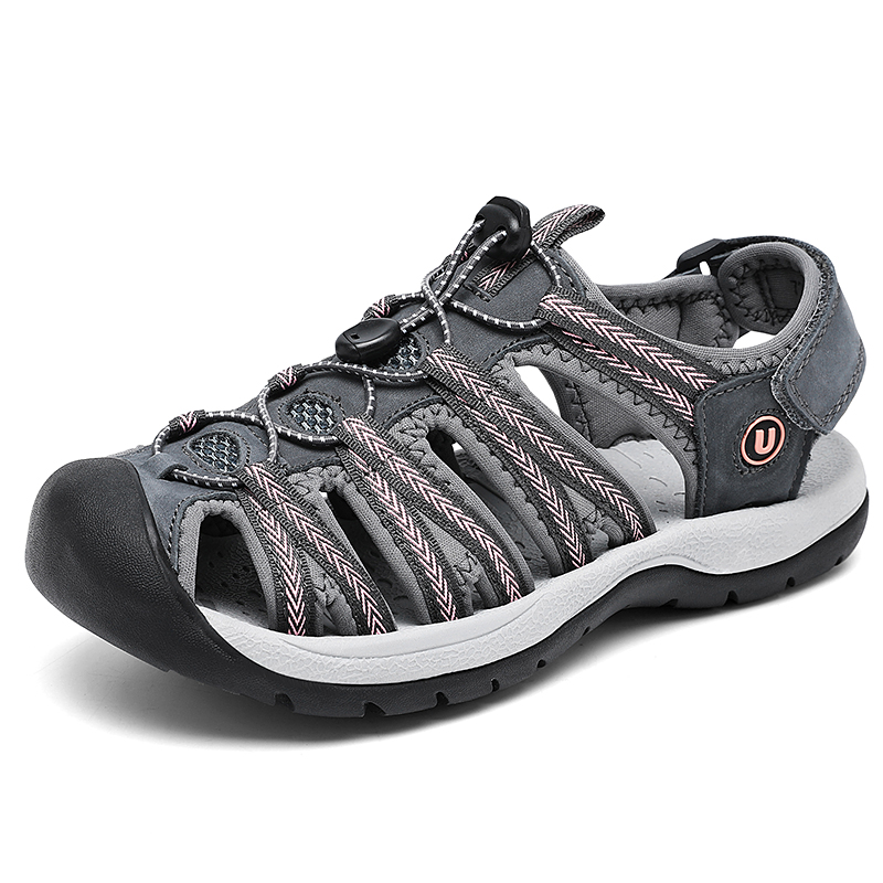 Womens Summer Genuine Leather Wedge Sandals, Fashionable Breathable Casual Shoes for Beach, Outdoor & Everyday Comfort