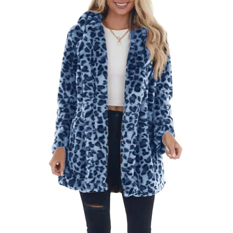 Womens Leopard Faux Fur Coat | Premium Winter Streetwear Overcoat & Casual Turn-Down Collar Jacket