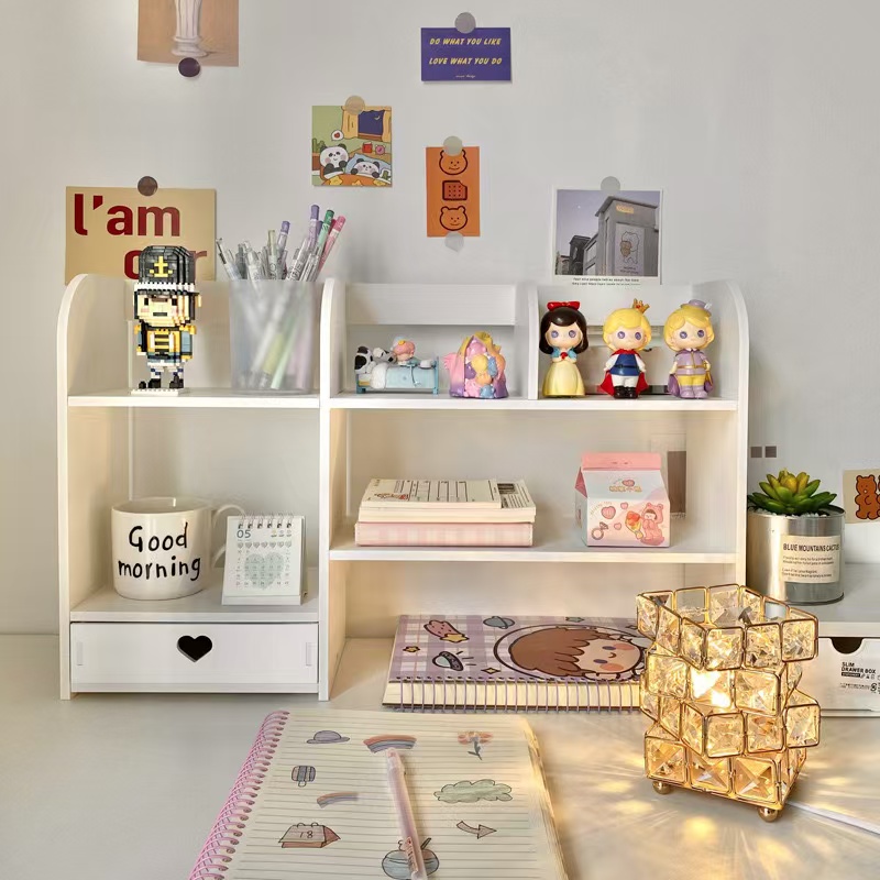 Double-Layer Desktop Organizer Rack, Office Desk Storage, Stationery Shelf, Cosmetic Organizer