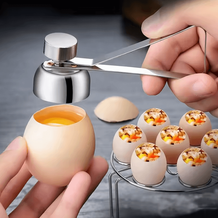 Stainless Steel Egg Topper Cutter and Metal Egg Scissors Kitchen Tool