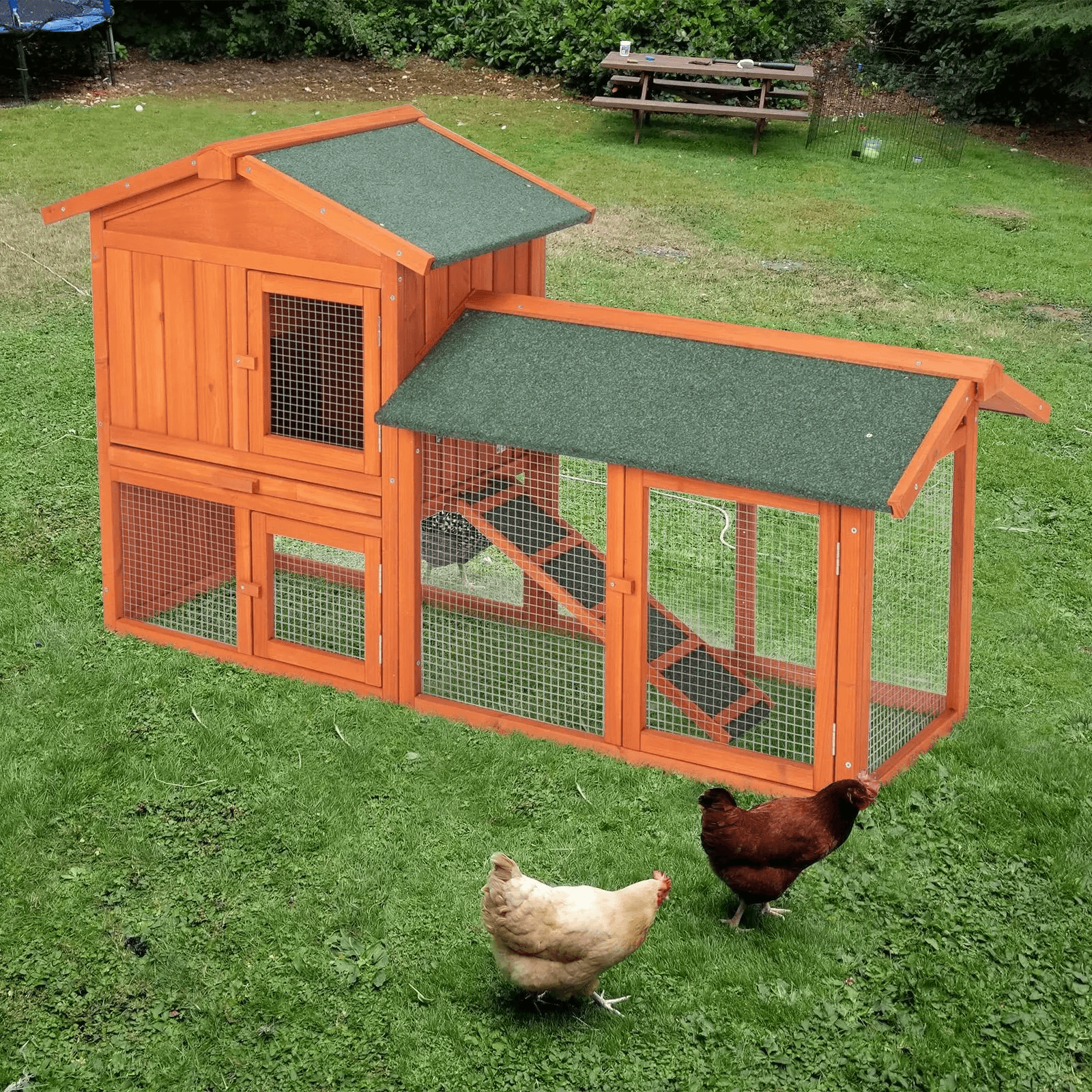 Premium Wooden Chicken Coop Hen House with Nesting Box & Run, Ideal for Backyard Poultry