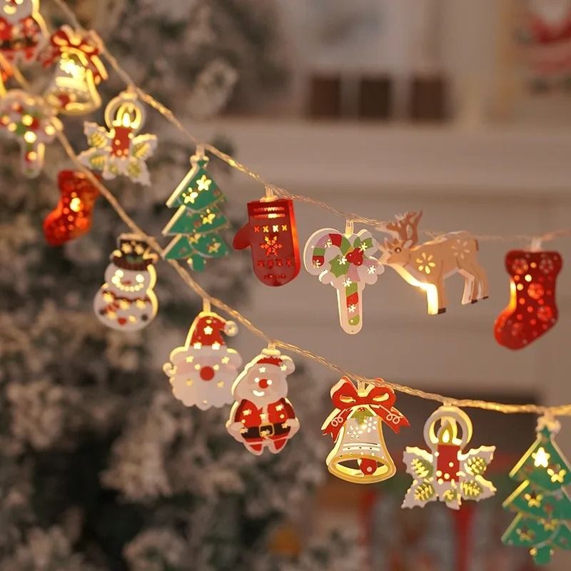 Christmas Deer Snowflake LED String Lights with Battery Powered Fairy Illumination