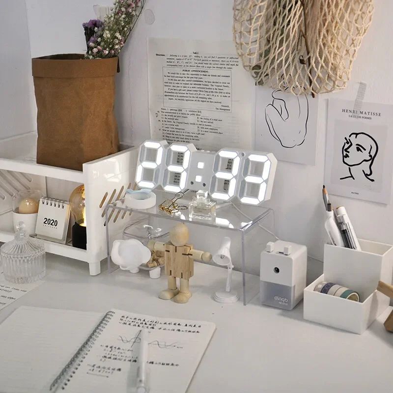 3D LED Digital Wall Clock with Night Glow