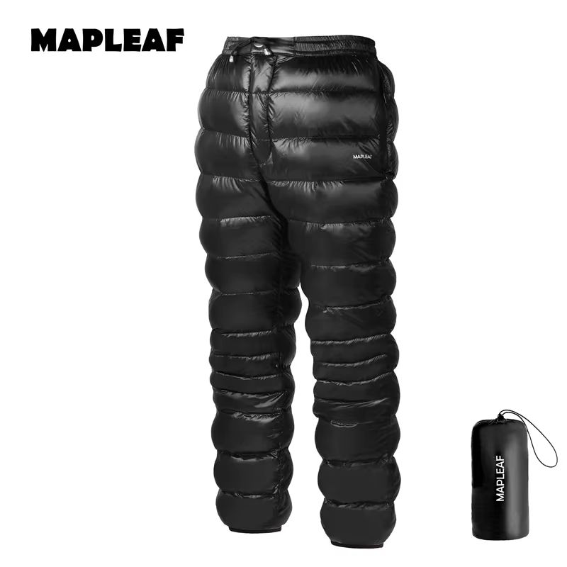 MAPLEAF Ultralight Warm Down Pants 800FP Windproof Waterproof Ski Snow Trousers