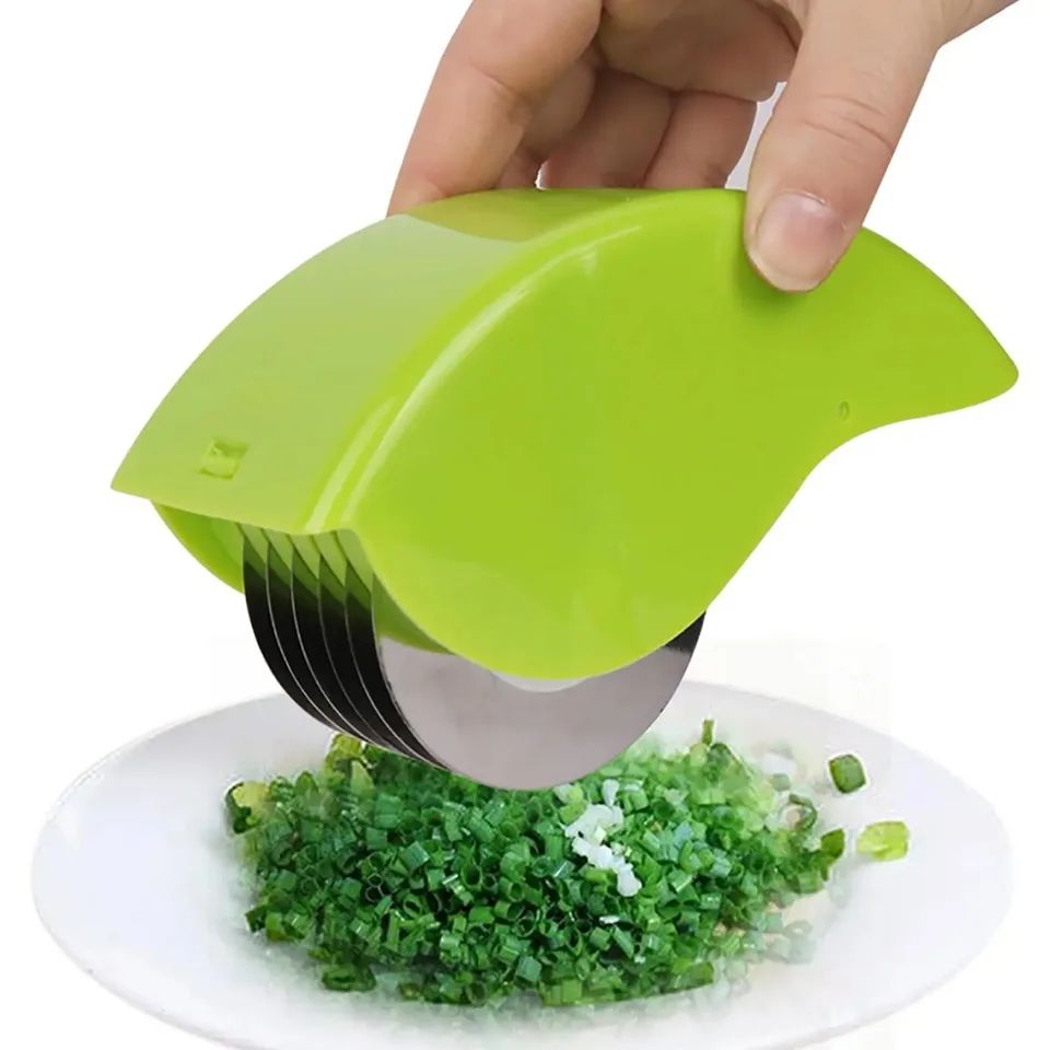 6-Blade Manual Herb Chopper & Vegetable Roller Cutter for Fast, Mess-Free Prep