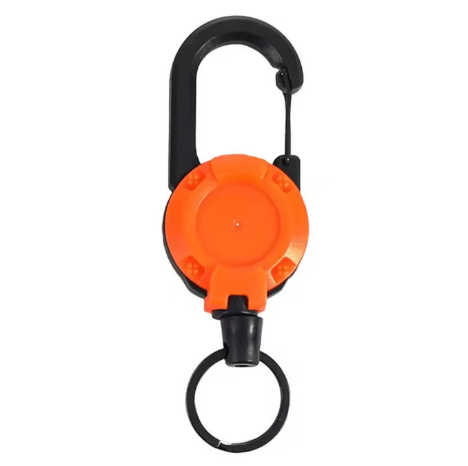 GripLock Retractable Carabiner Keychain with Steel Wire Reel