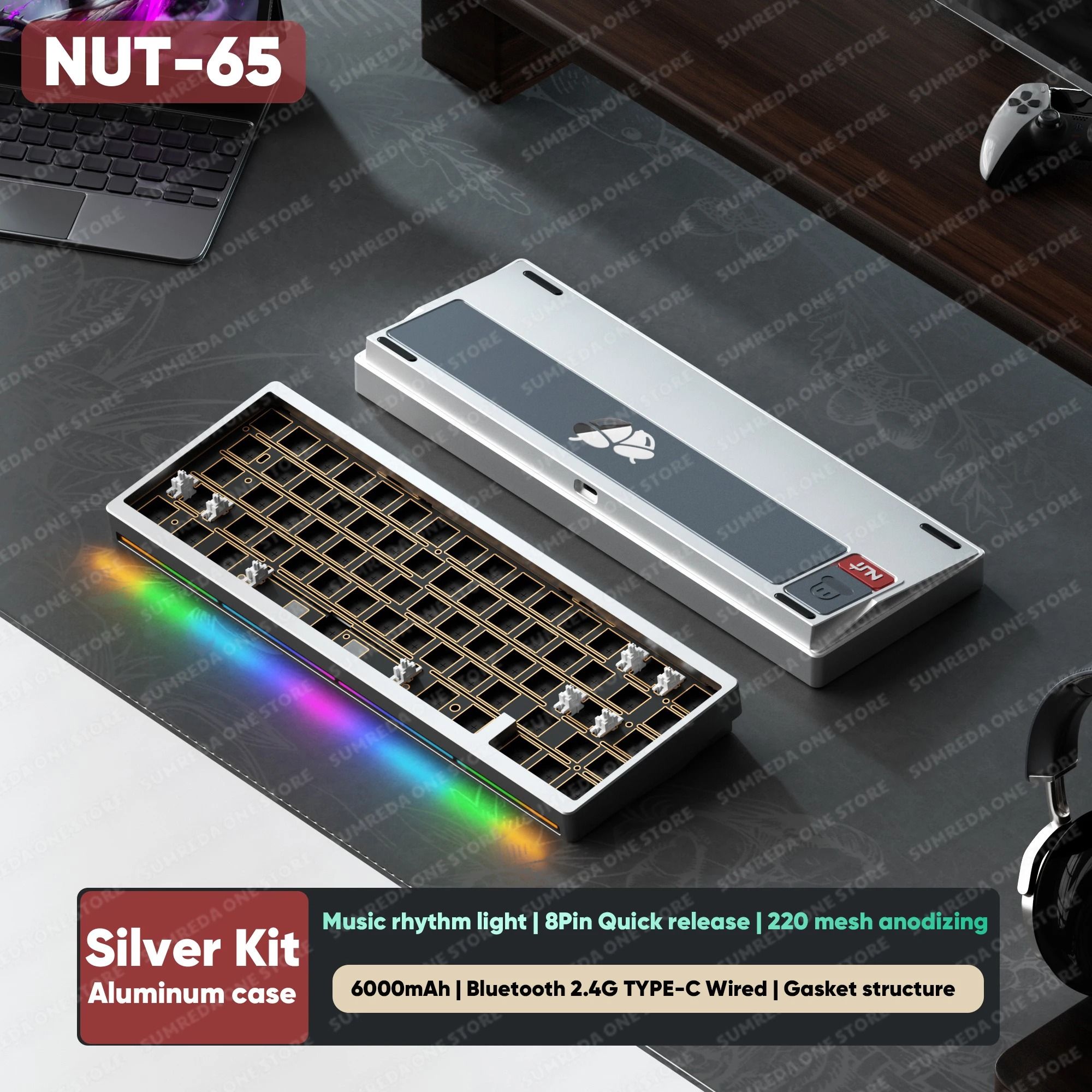Lucky65 V2 65 Keys Mechanical Keyboard with Aluminum Case RGB Lighting and Hot Swappable Switches