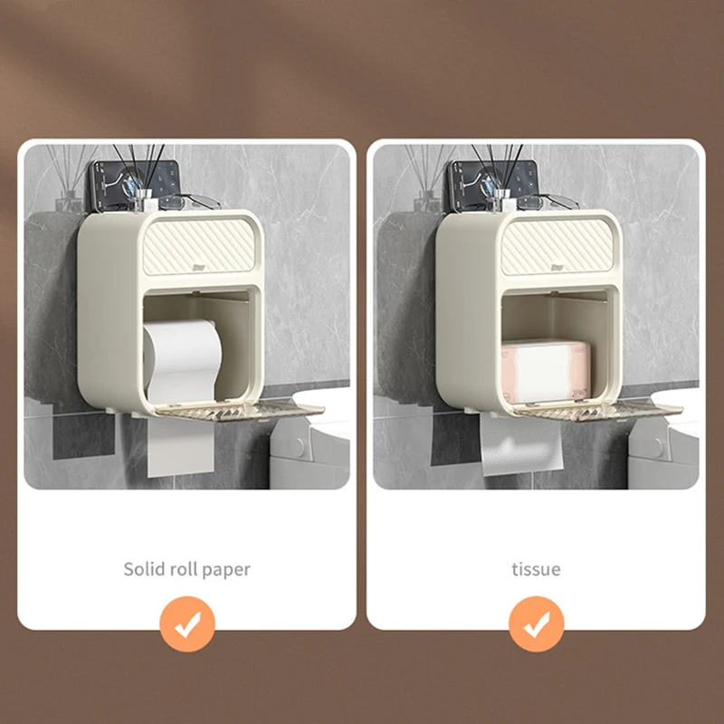 Gemini said Waterproof Wall Mounted Toilet Paper Holder with Drawer Double Layer Bathroom Storage Organizer