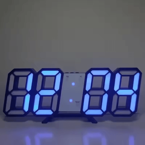 3D LED Digital Wall Clock – Alarm Clock with Time, Date & Temperature Display