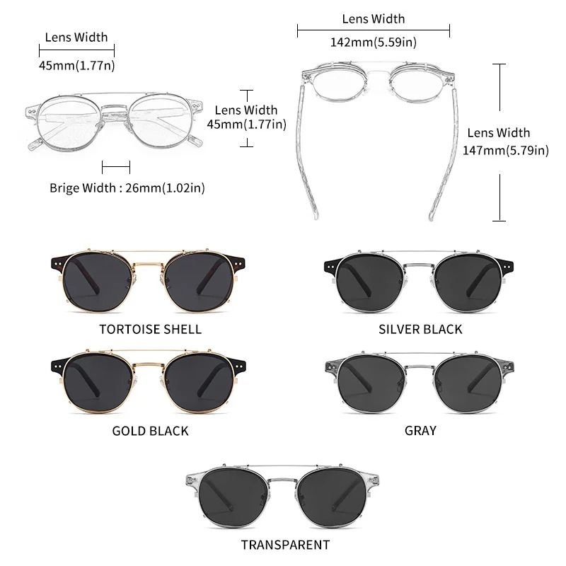 Double Layer Removable Lens Gothic Steampunk Sunglasses
