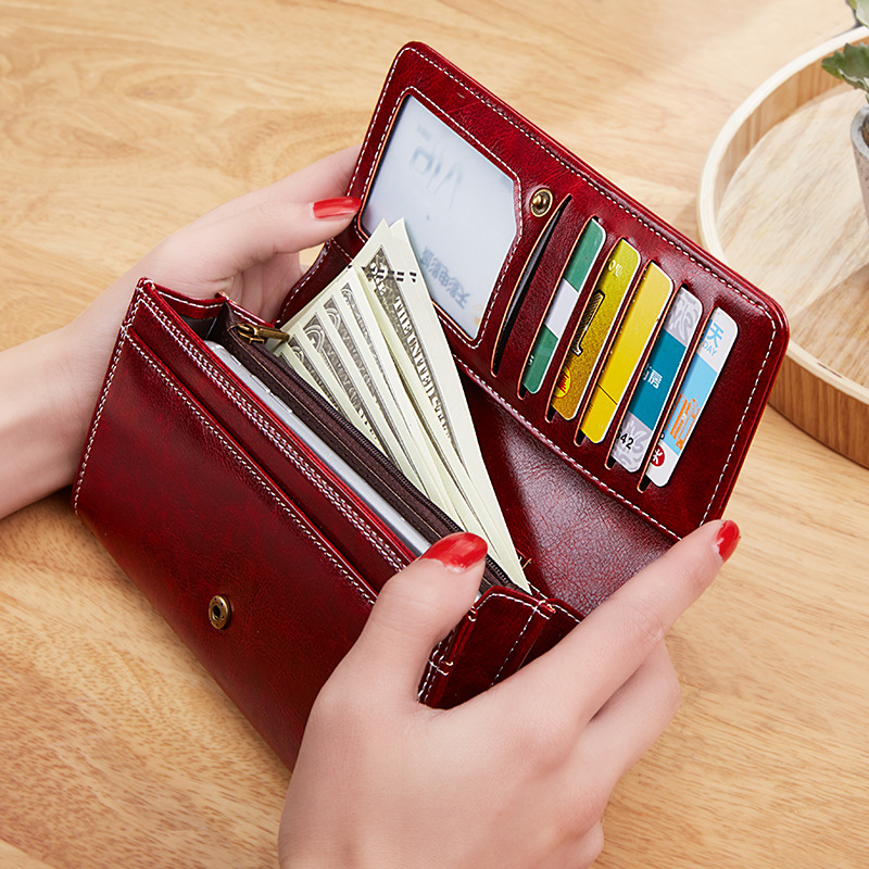 Luxury Leather Women's Long Wallet Fashionable Purses with Card Holder Money Bag & Handbag for Women