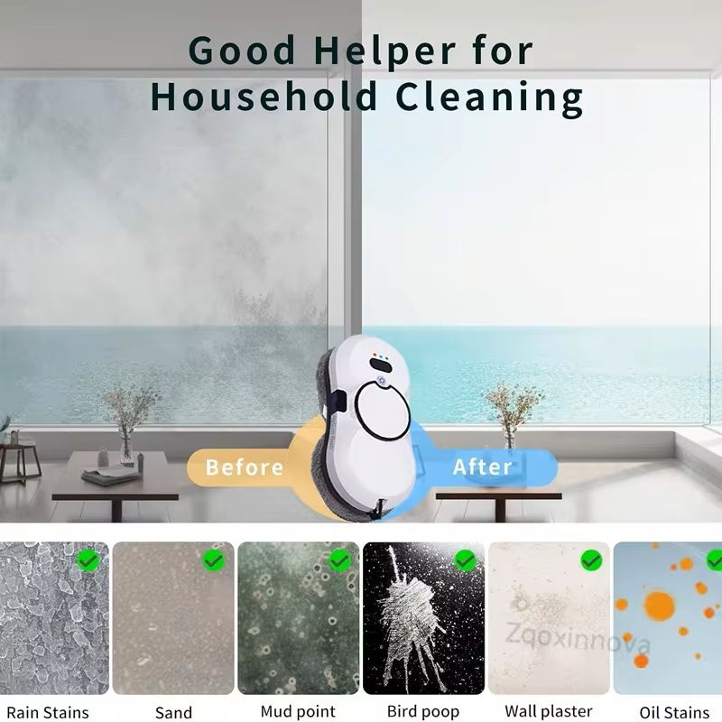 Robot Window Washer Smart Glass Cleaning Vacuum with UPS Power