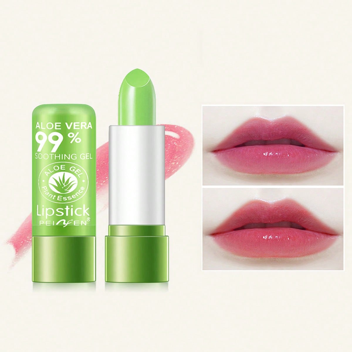 Aloe Vera Color-Changing Lip Balm, Moisturizing, Waterproof, Anti-Dryness, Temperature Activated Lipstick for Hydration.