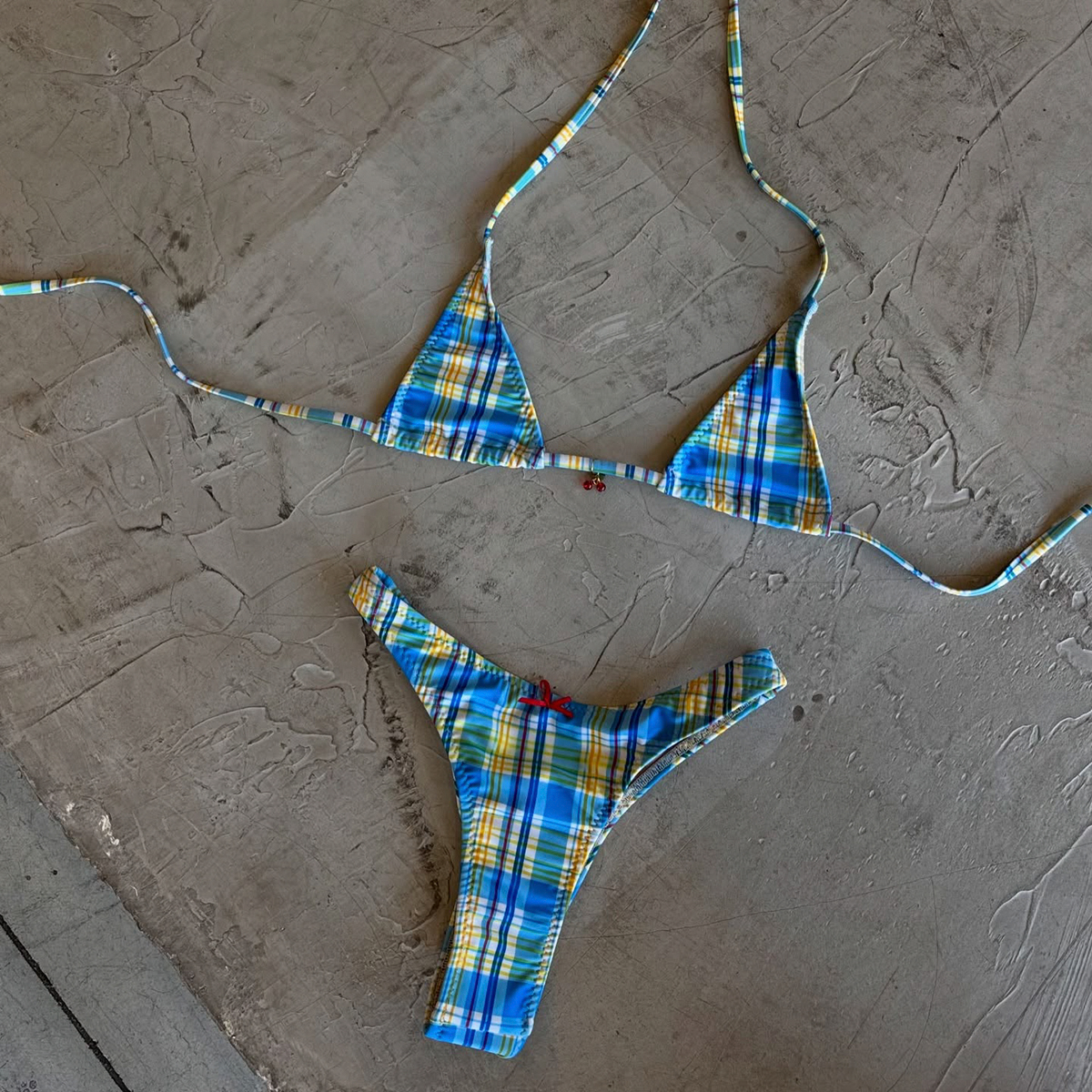 Female Brazilian Bikini Set, Women Swimsuit Swimwear, Plaid Bathing Suit Beachwear