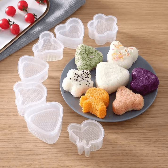 KawaiiRice Onigiri Mold Set Transparent Sushi Rice Mold Cartoon Kids Bento Rice Ball Maker
