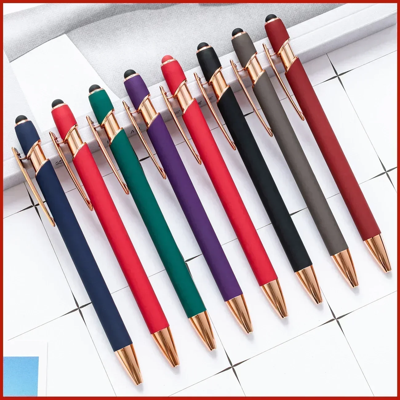 Customized Logo Ballpoint Pen, Personalized Stylus Touch Pen, Engrave Text Metal Pen, Office, School Stationery Supplies
