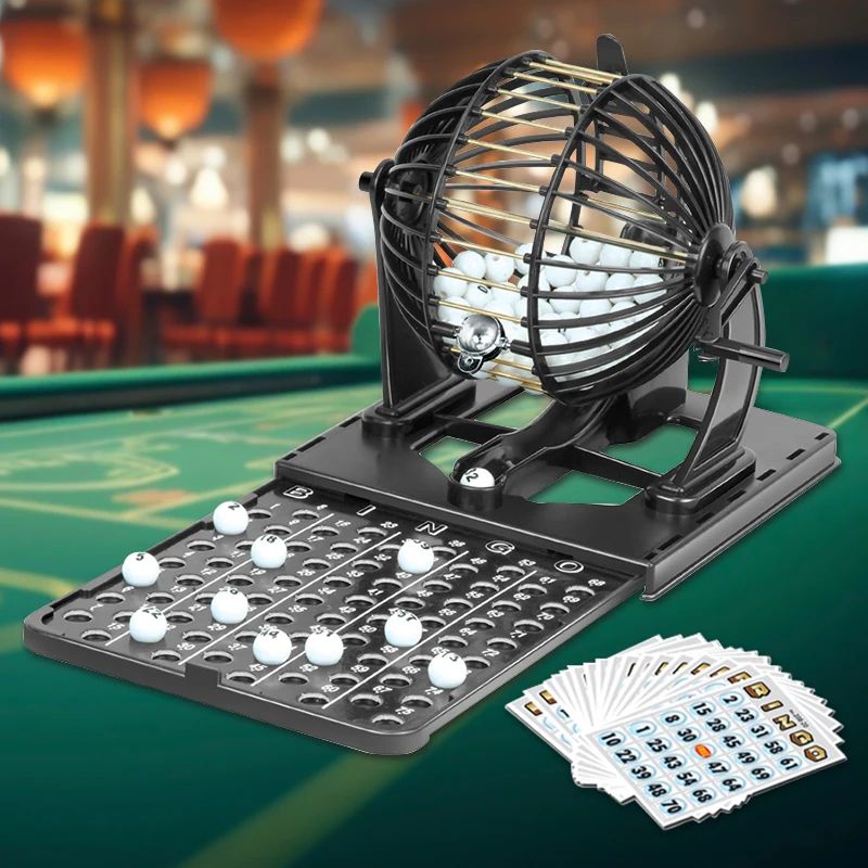 Classic Metal Bingo Cage Set – Professional Bingo Lottery Machine with Numbered Balls & Master Board