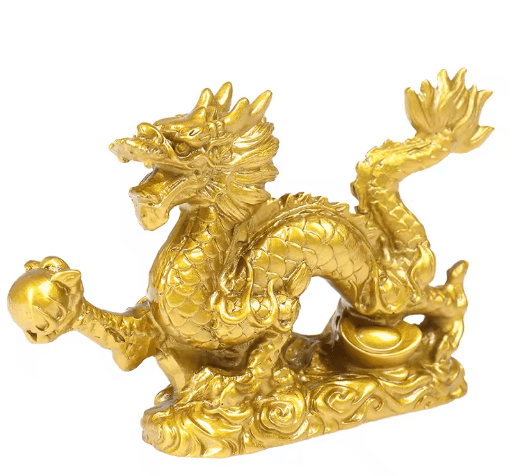 Golden Dragon Zodiac Statue – Lucky Feng Shui Dragon Decor for Prosperity